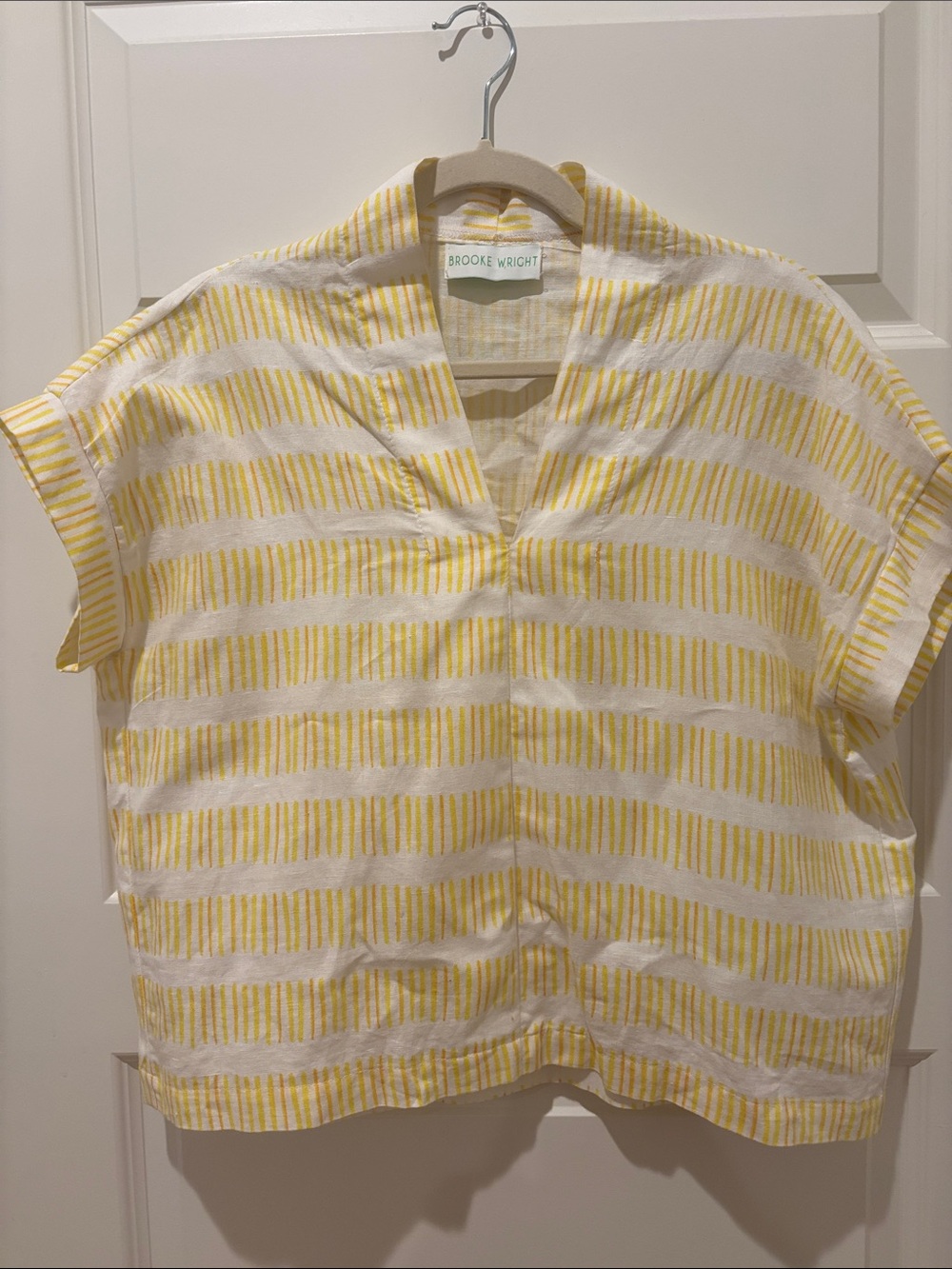 Brooke Wright Yellow Stripe Short-Sleeve Blouse